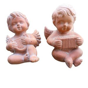 Vintage 2 Piece Baby Angel Terra Cotta Garden Statues